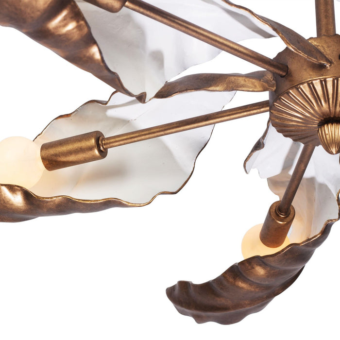 Kalco - 525556PABW - Six Light Chandelier - SPIRA - Pearlized Antique Brass W/ White