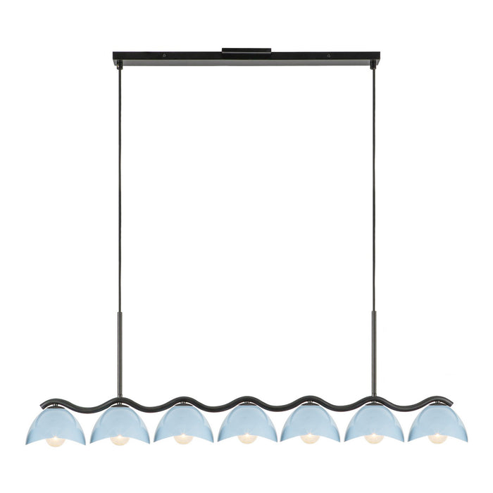 Kuzco Lighting - LP57642-BK/CER - Seven Light Linear Pendant - Atlas - Black/Cerulean