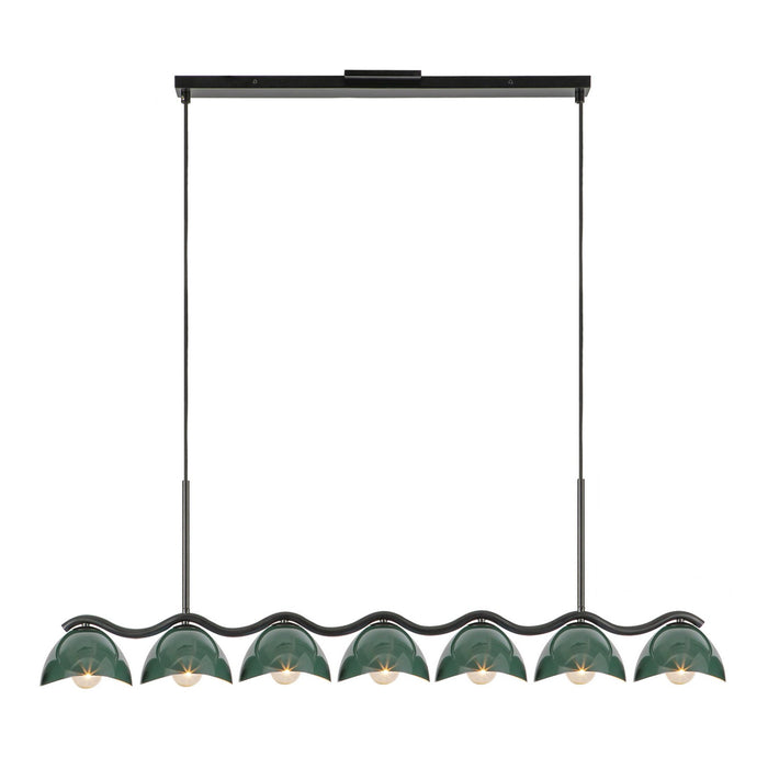 Kuzco Lighting - LP57642-BK/PGN - Seven Light Linear Pendant - Atlas - Black/Pine Green