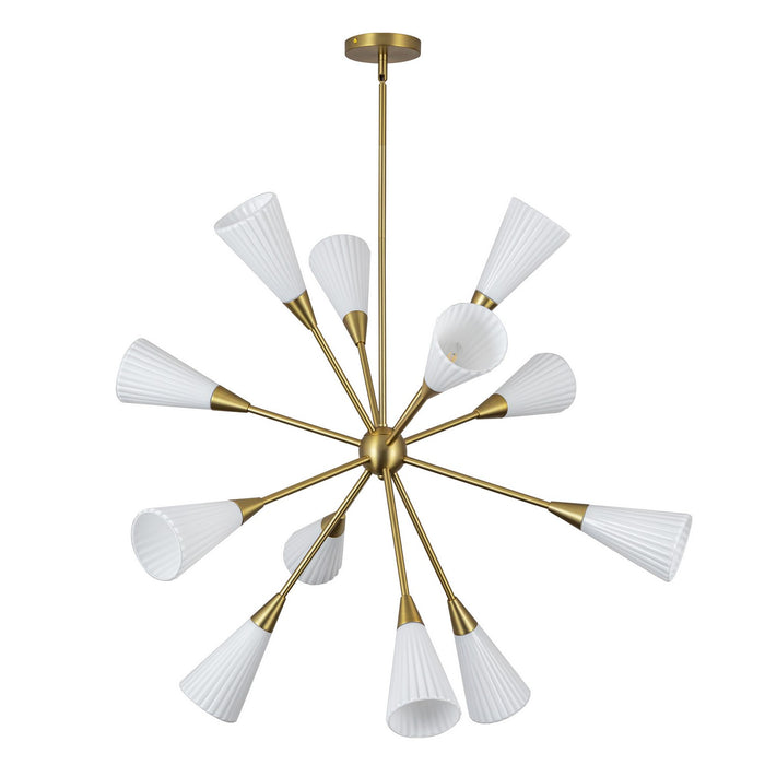 Alora - CH462039BGGR - 12 Light Chandelier - Cosmo - Brushed Gold/Glossy Ribbed Opal Glass