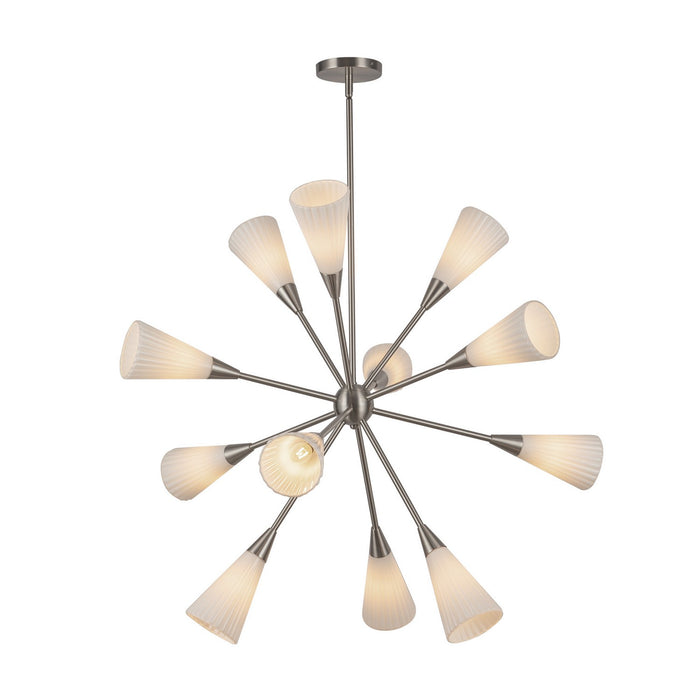 Alora - CH462039BNGR - 12 Light Chandelier - Cosmo - Brushed Nickel/Glossy Ribbed Opal Glass