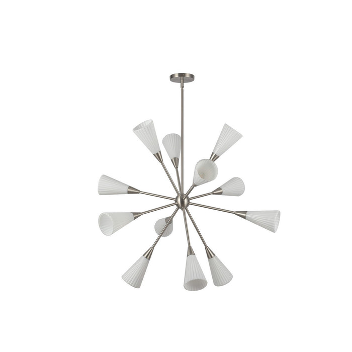 Alora - CH462039BNGR - 12 Light Chandelier - Cosmo - Brushed Nickel/Glossy Ribbed Opal Glass