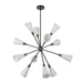 Alora - CH462039MBGR - 12 Light Chandelier - Cosmo - Matte Black/Glossy Ribbed Opal Glass
