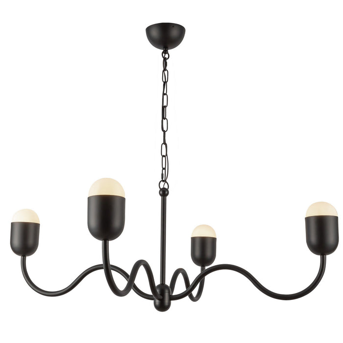 Alora - CH558439MBOP - Four Light Chandelier - Effie - Matte Black/Opal Glass