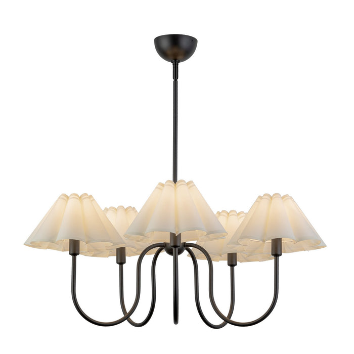 Alora - CH610530MBFW - Five Light Chandelier - Rosemary - Matte Black/Folded White