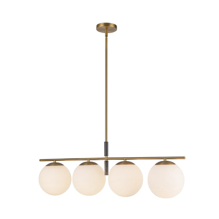 Alora - LP421437BGOP - Four Light Linear Pendant - Zuri - Brushed Gold/Opal Glass