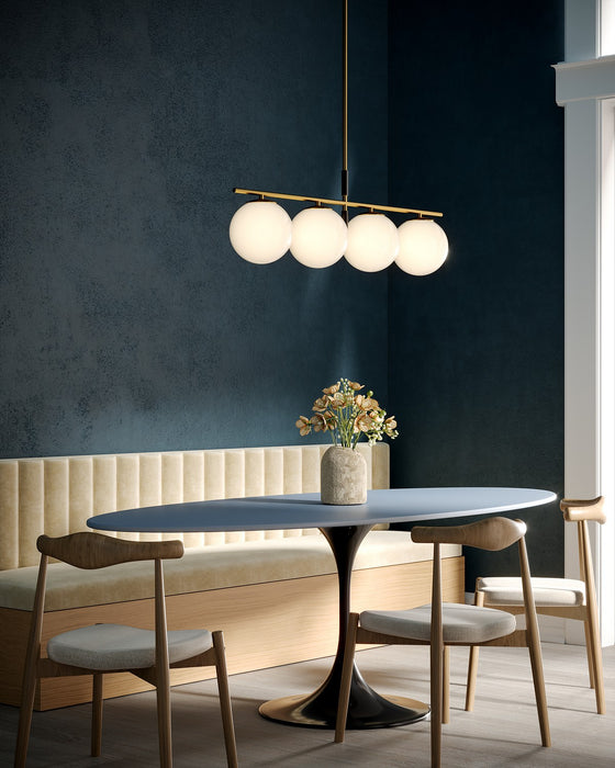 Alora - LP421437BGOP - Four Light Linear Pendant - Zuri - Brushed Gold/Opal Glass