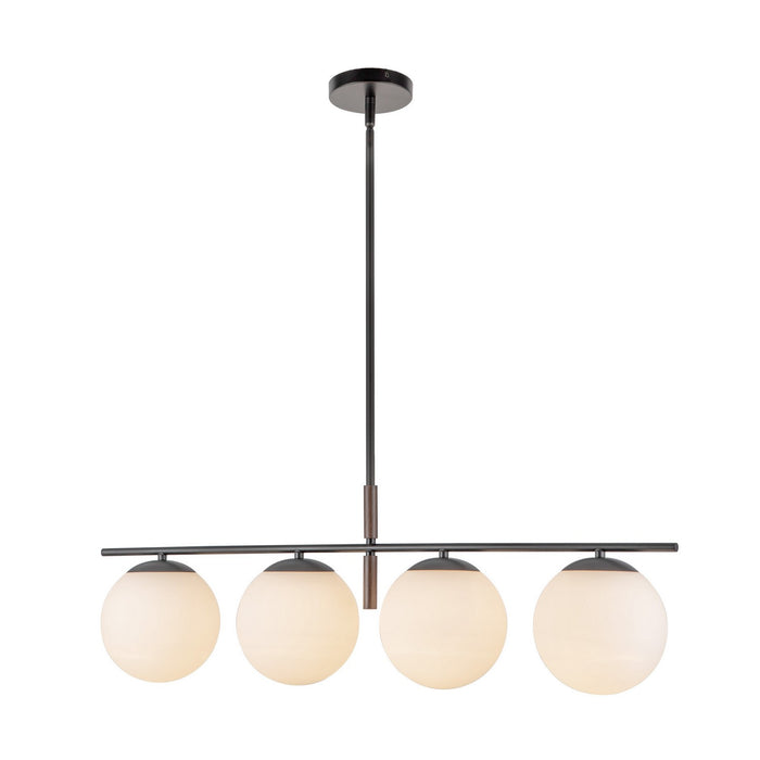Alora - LP421437MBOP - Four Light Linear Pendant - Zuri - Matte Black/Opal Glass