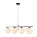 Alora - LP421437MBOP - Four Light Linear Pendant - Zuri - Matte Black/Opal Glass