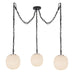 Alora - MP579712MBGR - Three Light Pendant - Cherise - Matte Black/Glossy Ribbed Opal Glass