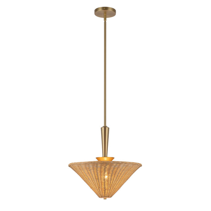 Alora - PD497016BGRA - One Light Pendant - Bridgette - Brushed Gold/Rattan