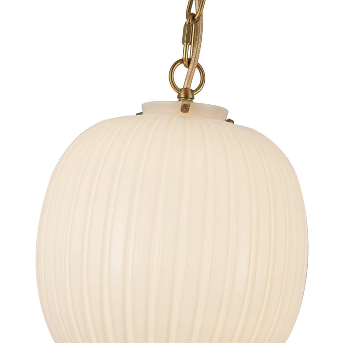 Alora - PD579112BGGR - One Light Pendant - Cherise - Brushed Gold/Glossy Ribbed Opal Glass