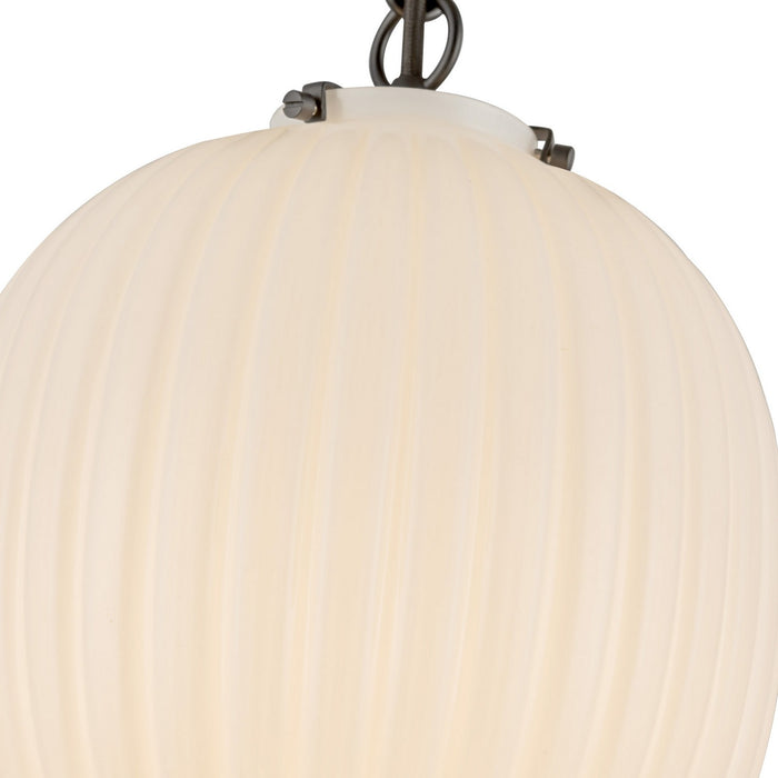 Alora - PD579112MBGR - One Light Pendant - Cherise - Matte Black/Glossy Ribbed Opal Glass