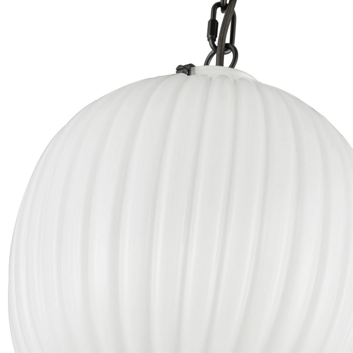 Alora - PD579112MBGR - One Light Pendant - Cherise - Matte Black/Glossy Ribbed Opal Glass