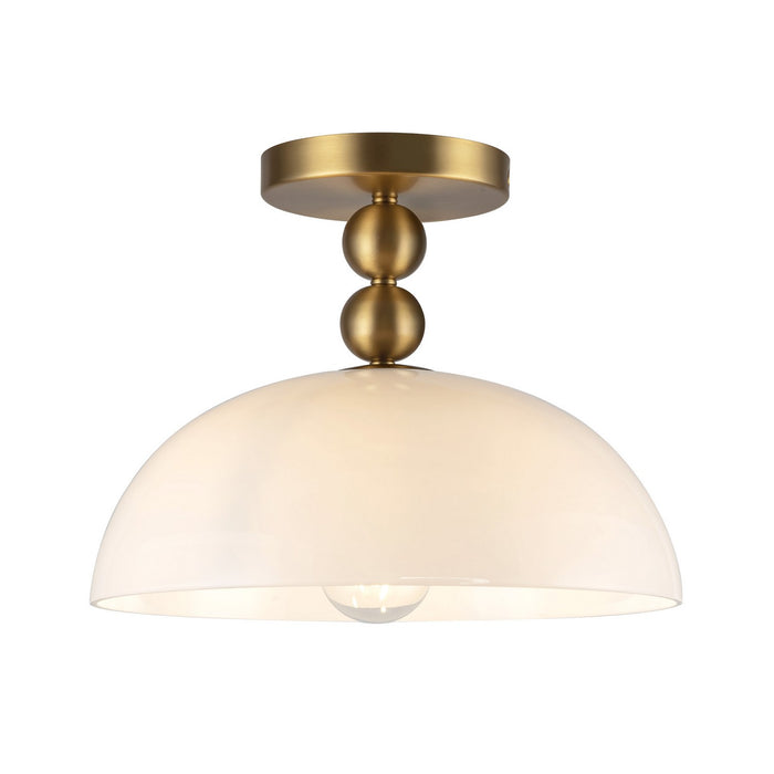 Alora - SF459012BGGO - One Light Semi-Flush Mount - Paisley - Brushed Gold/Glossy Opal Glass