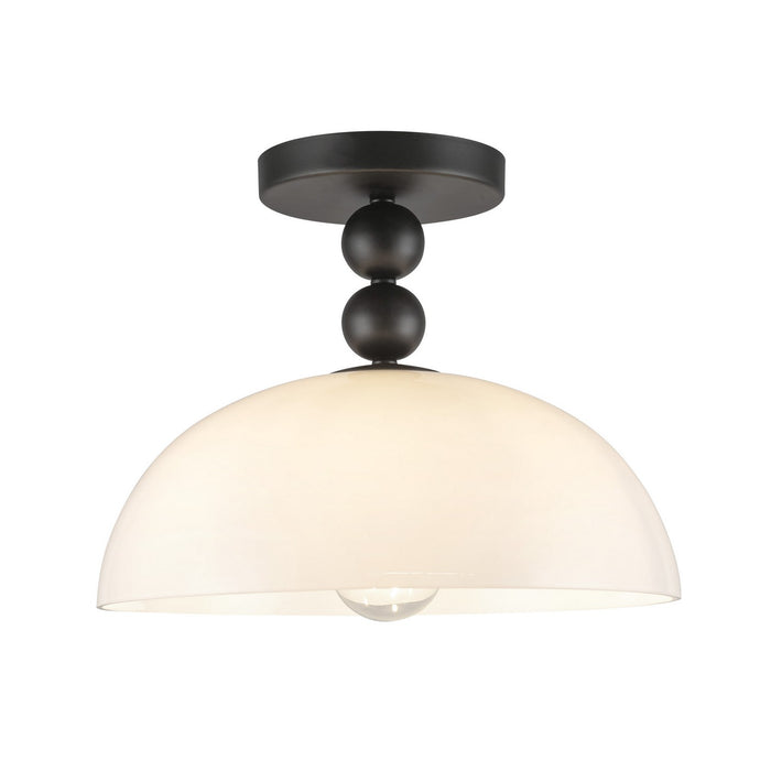 Alora - SF459012MBGO - One Light Semi-Flush Mount - Paisley - Matte Black/Glossy Opal Glass