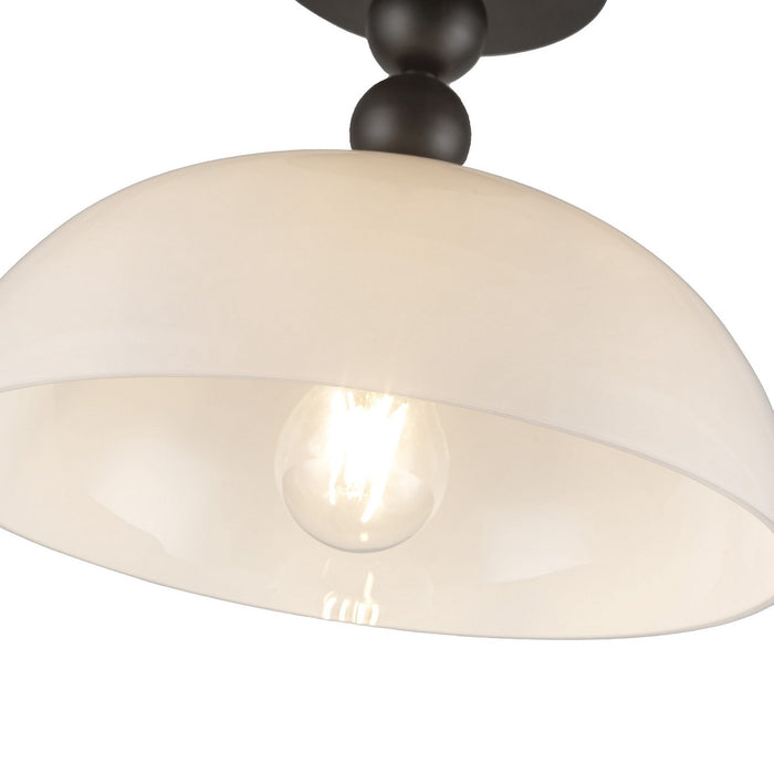 Alora - SF459012MBGO - One Light Semi-Flush Mount - Paisley - Matte Black/Glossy Opal Glass