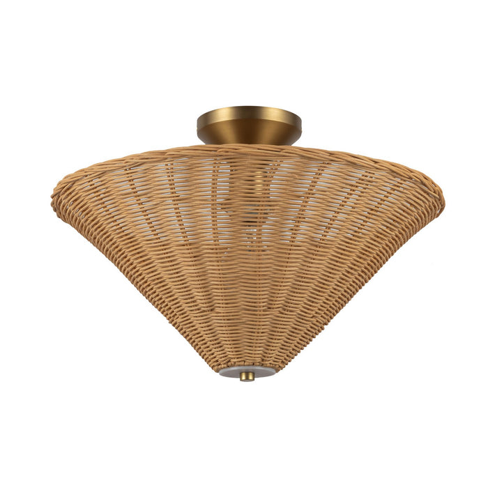 Alora - SF497016BGRA - One Light Semi-Flush Mount - Bridgette - Brushed Gold/Rattan