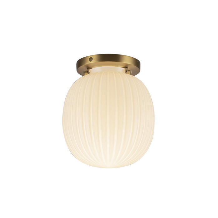 Alora - SF579107BGGR - One Light Semi-Flush Mount - Cherise - Brushed Gold/Glossy Ribbed Opal Glass