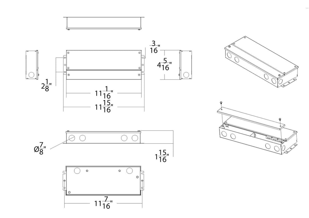 W.A.C. Lighting - PS-24DC-U3X96R - Remote Power Supply - 24Vdc Power Supply - BLACK