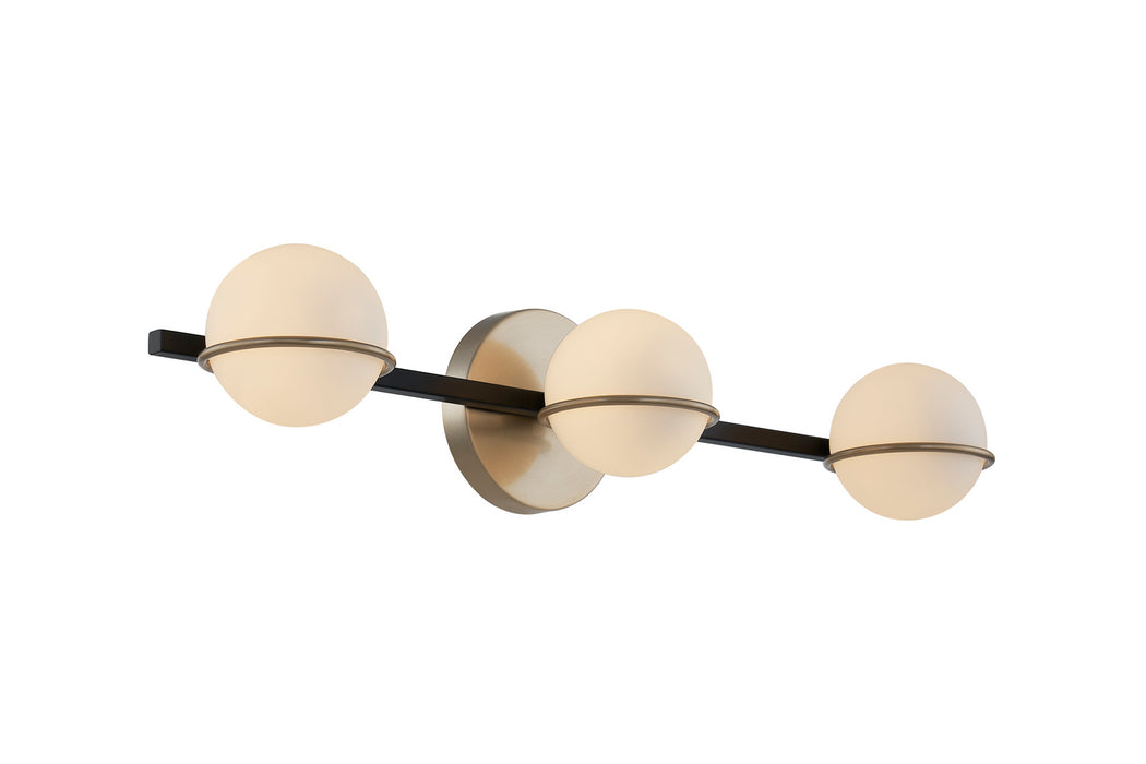 Justice Designs - FSN-4163-OPAL-MBBR - LED Bath Bar - Fusion - Matte Black w/ Brass
