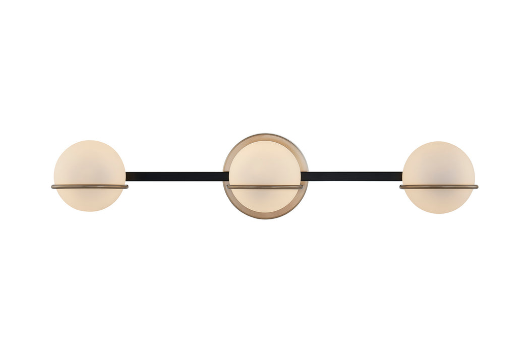 Justice Designs - FSN-4163-OPAL-MBBR - LED Bath Bar - Fusion - Matte Black w/ Brass
