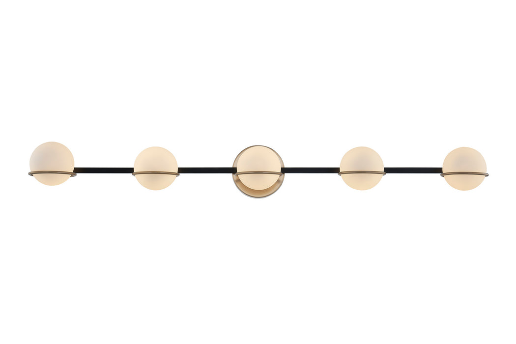 Justice Designs - FSN-4165-OPAL-MBBR - LED Bath Bar - Fusion - Matte Black w/ Brass
