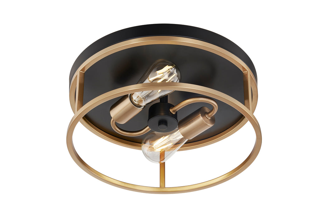 Justice Designs - NSH-4483-MBBR - Two Light Flush-Mount - Matte Black Canopy w/ Brass