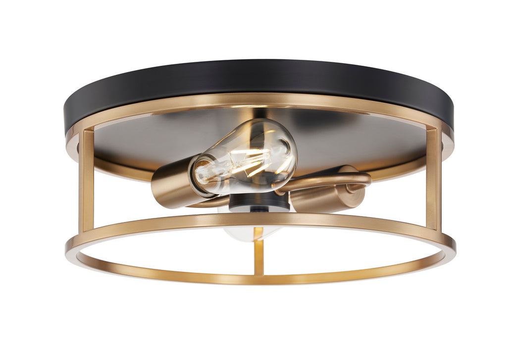 Justice Designs - NSH-4483-MBBR - Two Light Flush-Mount - Matte Black Canopy w/ Brass