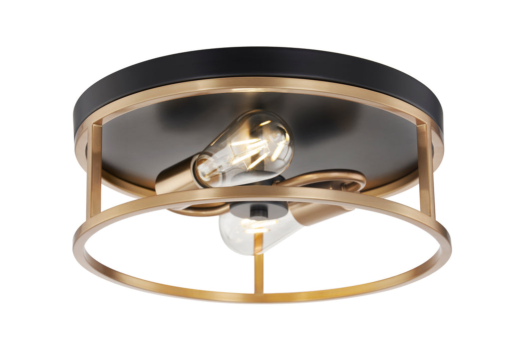 Justice Designs - NSH-4483-MBBR - Two Light Flush-Mount - Matte Black Canopy w/ Brass