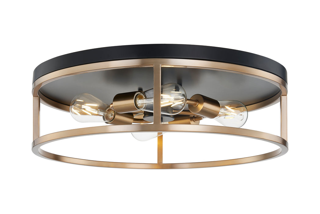 Justice Designs - NSH-4487-MBBR - Four Light Flush-Mount - Matte Black Canopy w/ Brass