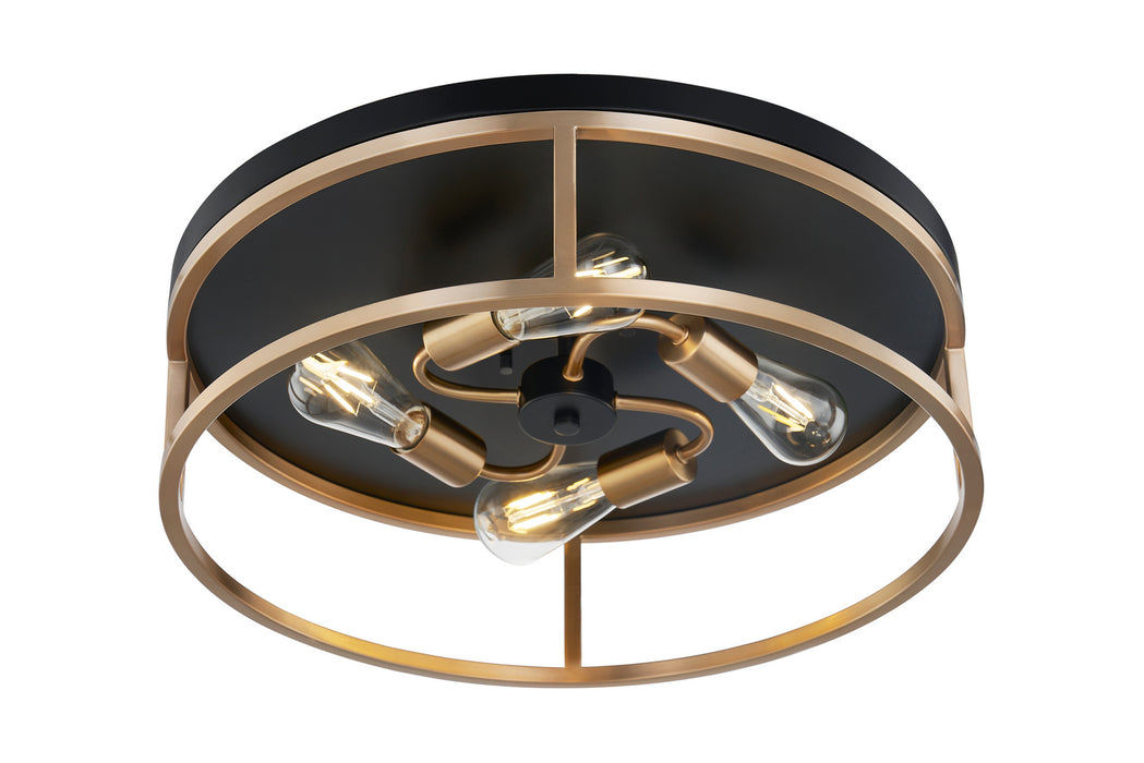 Justice Designs - NSH-4487-MBBR - Four Light Flush-Mount - Matte Black Canopy w/ Brass