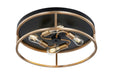 Justice Designs - NSH-4487-MBBR - Four Light Flush-Mount - Matte Black Canopy w/ Brass