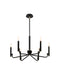 Justice Designs - NSH-8183-MBBR - Six Light Chandelier - Matte Black w/ Brass