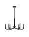 Justice Designs - NSH-8183-MBBR - Six Light Chandelier - Matte Black w/ Brass