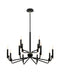 Justice Designs - NSH-8184-MBBR - 12 Light Chandelier - Matte Black w/ Brass