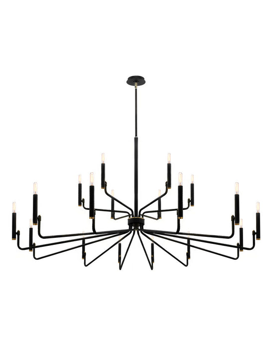 Justice Designs - NSH-8186-MBBR - 18 Light Chandelier - Matte Black w/ Brass