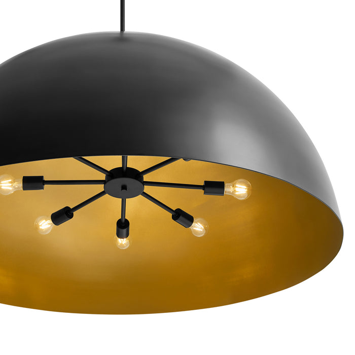 Justice Designs - NSH-9847-CBGD - Eight Light Pendant - Matte Black w/ Champagne Gold