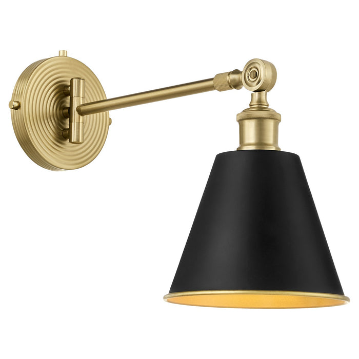 Quorum - 5320-1-5980 - One Light Wall Mount - Bailey - Matte Black w/ Aged Brass