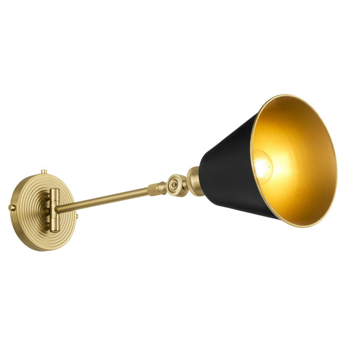 Quorum - 5320-1-5980 - One Light Wall Mount - Bailey - Matte Black w/ Aged Brass