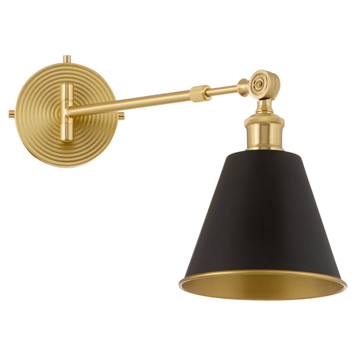 Quorum - 5320-1-5980 - One Light Wall Mount - Bailey - Matte Black w/ Aged Brass
