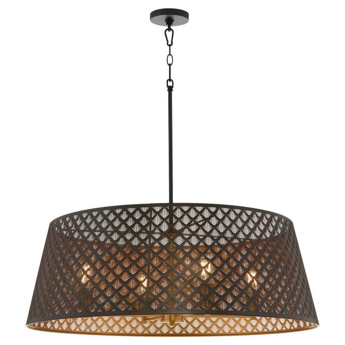 Quorum - 8217-4-5980 - Four Light Pendant - Benedict - Matte Black / Aged Brass