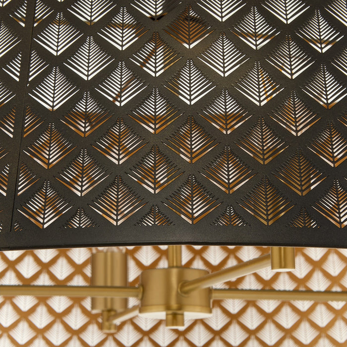 Quorum - 8217-4-5980 - Four Light Pendant - Benedict - Matte Black / Aged Brass