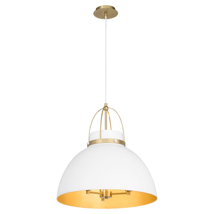 Quorum - 823-3-0880 - Three Light Pendant - Pruitt - Studio White/ Aged Brass