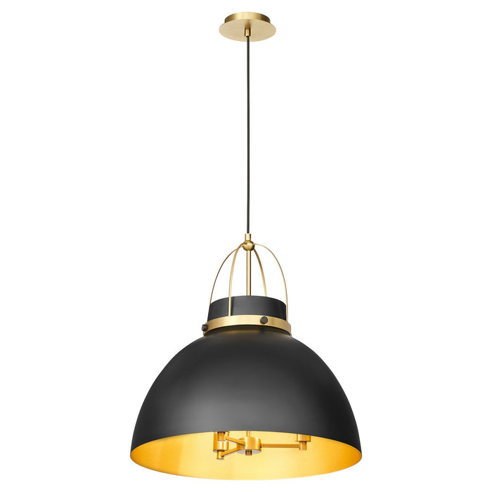 Quorum - 823-3-5980 - Three Light Pendant - Pruitt - Matte Black/Aged Brass