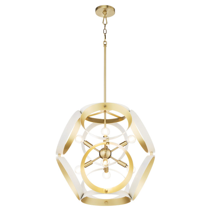 Quorum - 865-8-0880 - Eight Light Pendant - Domain - Studio White w/ Aged Brass