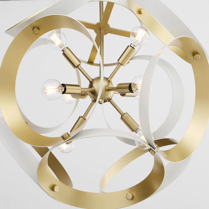 Quorum - 865-8-0880 - Eight Light Pendant - Domain - Studio White w/ Aged Brass