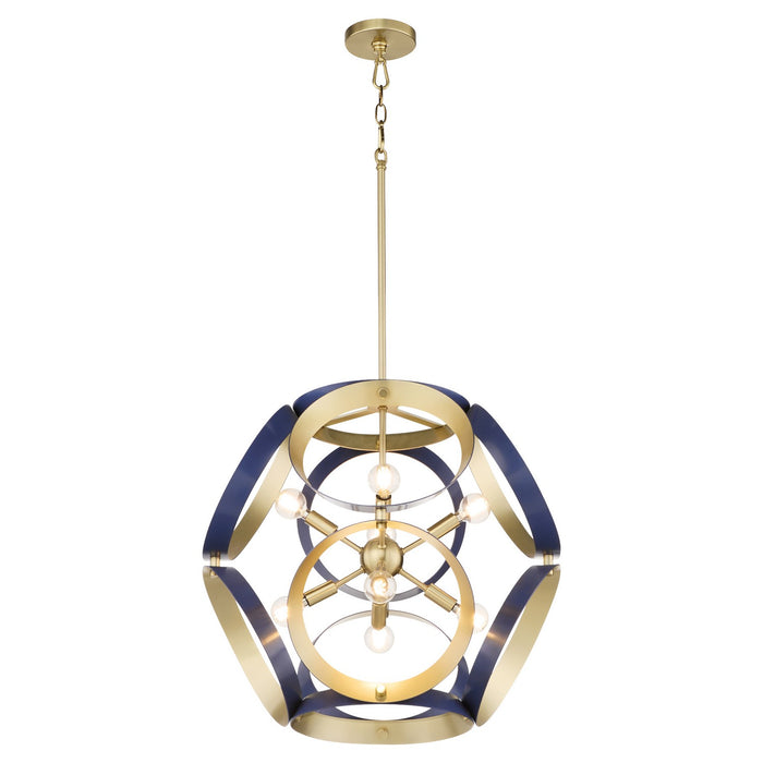 Quorum - 865-8-3280 - Eight Light Pendant - Domain - Blue w/ Aged Brass