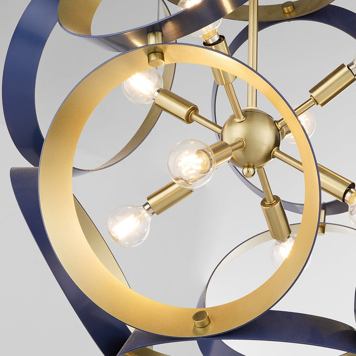 Quorum - 865-8-3280 - Eight Light Pendant - Domain - Blue w/ Aged Brass