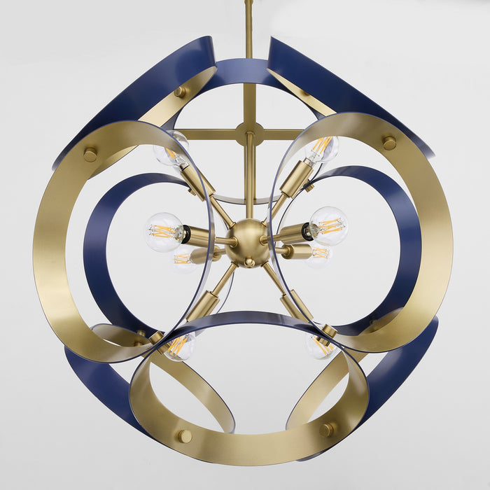 Quorum - 865-8-3280 - Eight Light Pendant - Domain - Blue w/ Aged Brass